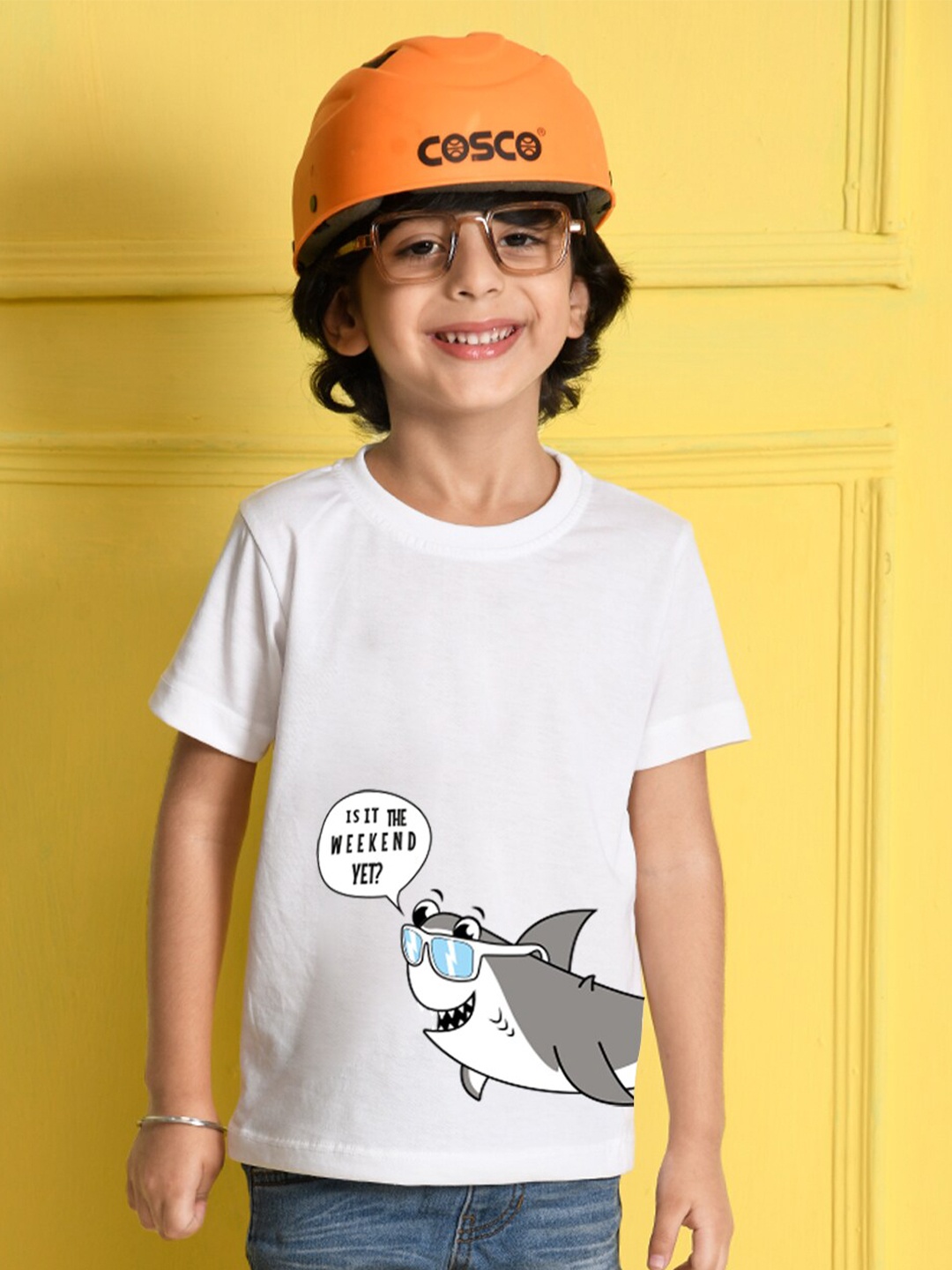 

NUSYL Boys White Printed T-shirt