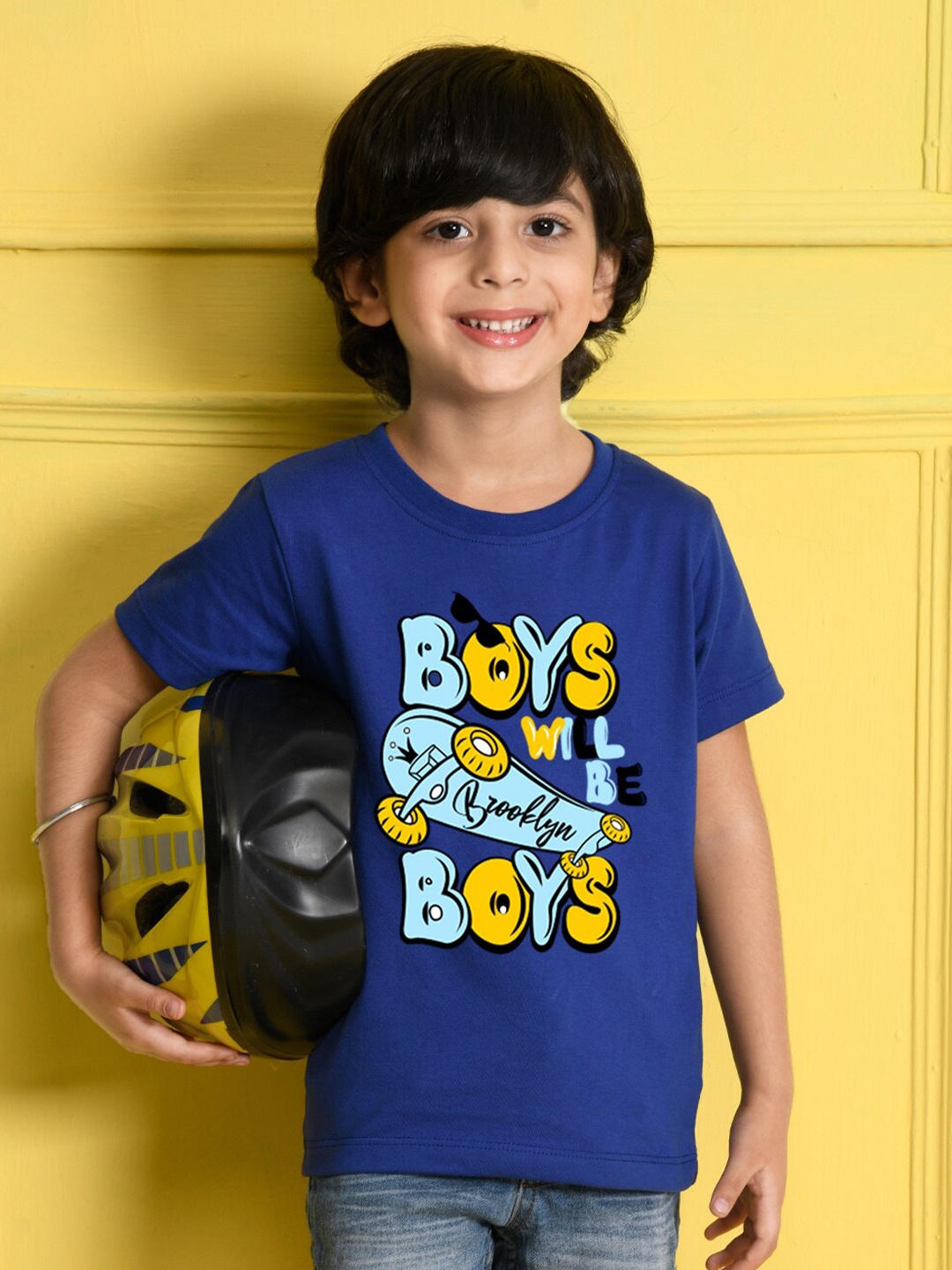 

NUSYL Boys Blue Printed Cotton T-shirt
