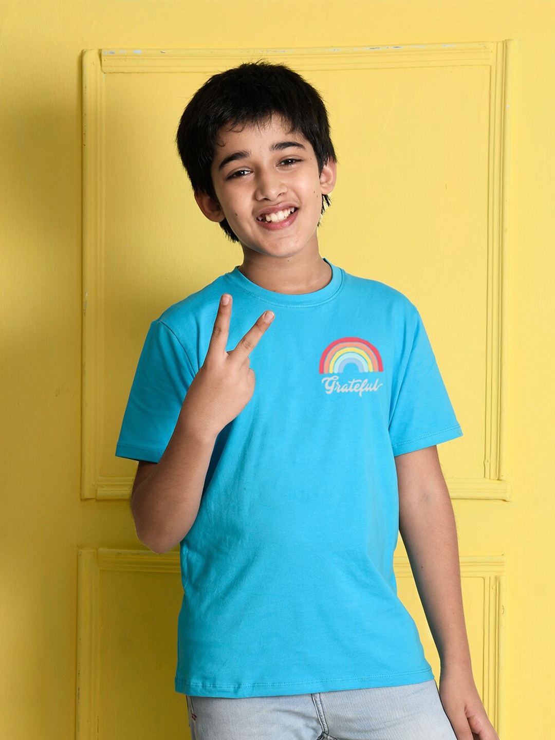 

NUSYL Boys Blue Printed Cotton T-shirt