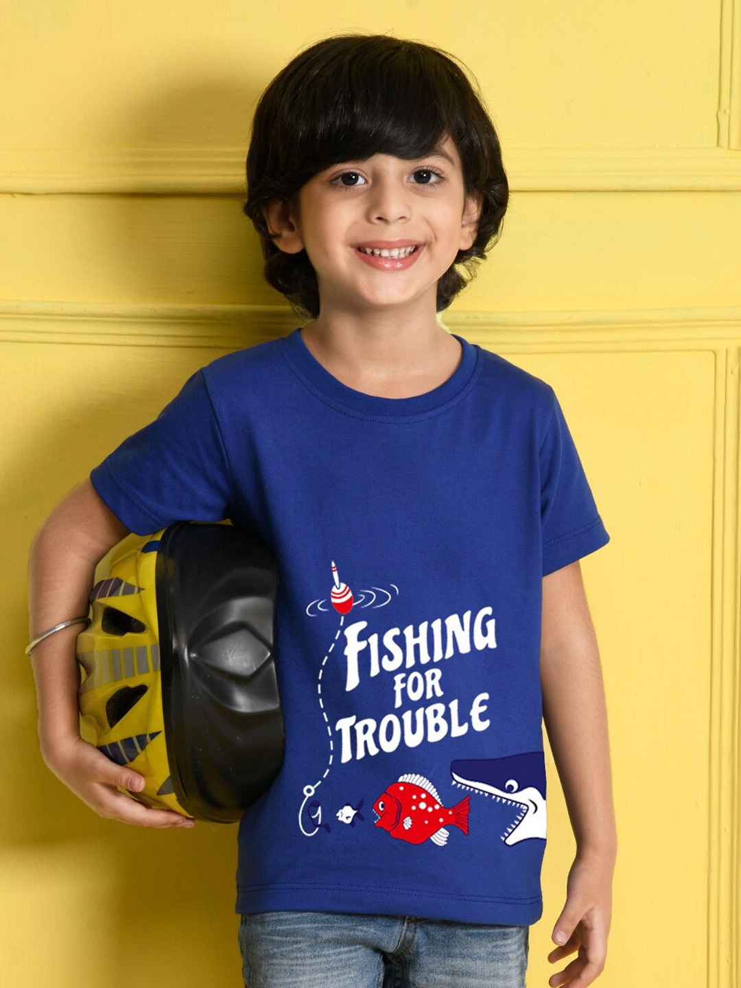

NUSYL Boys Blue Printed Cotton T-shirt