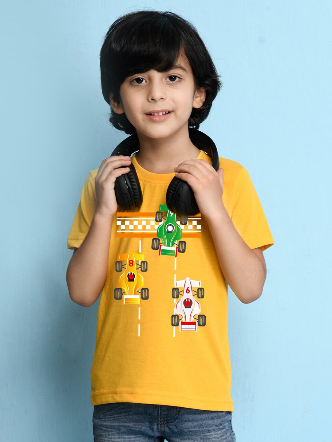 

NUSYL Boys Yellow Printed T-shirt