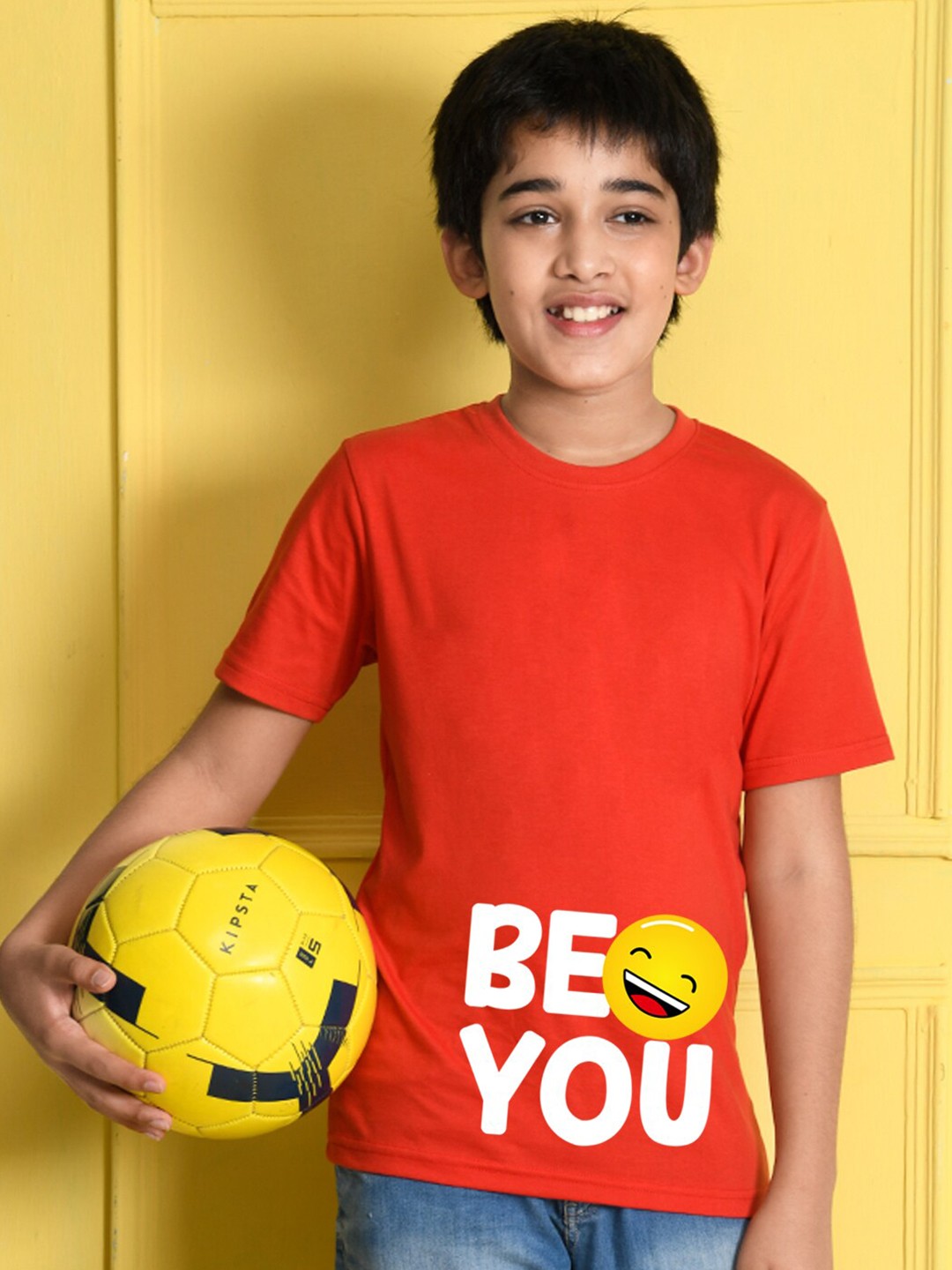 

NUSYL Boys Red Typography Printed T-shirt