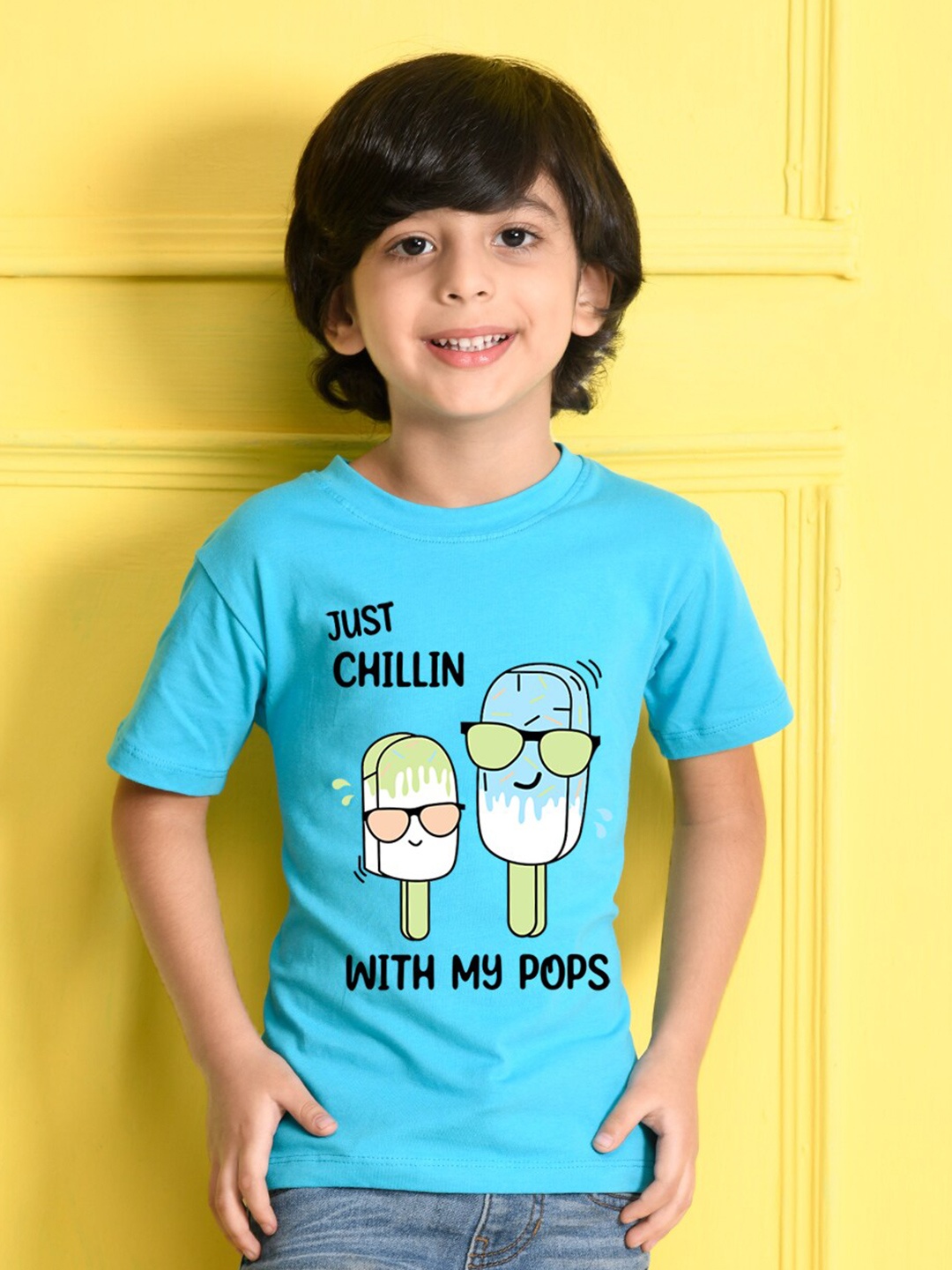 

NUSYL Boys Blue Printed Cotton T-shirt