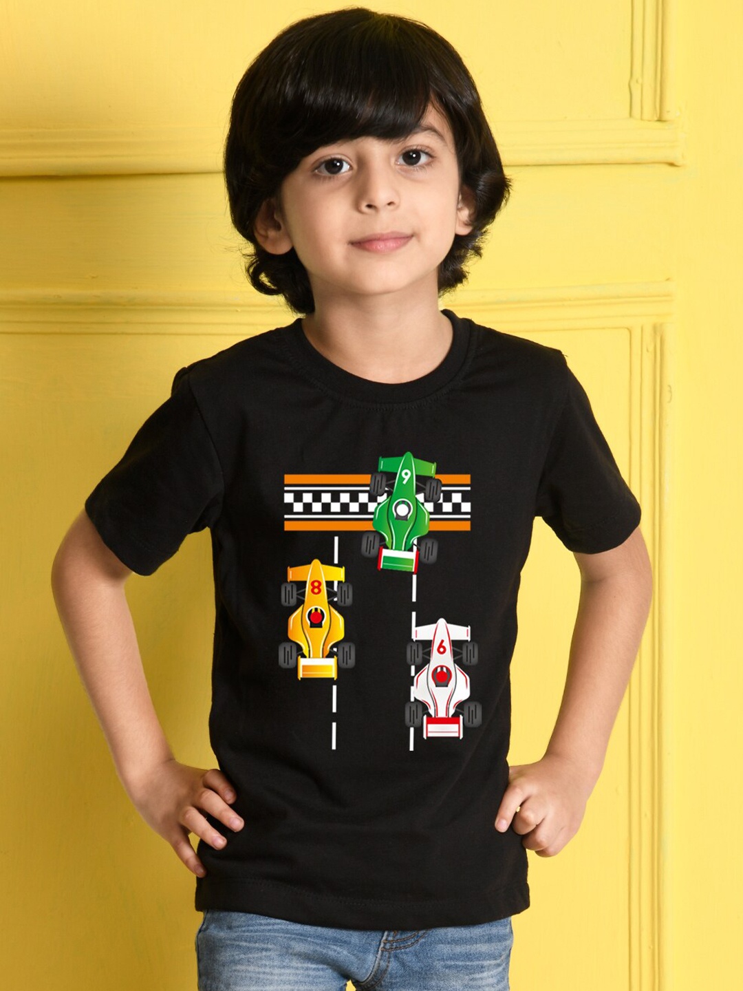 

NUSYL Boys Black Printed T-shirt