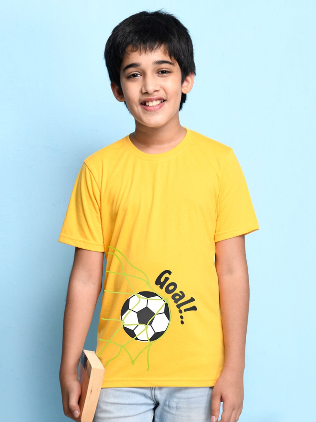 

NUSYL Boys Yellow Printed T-shirt