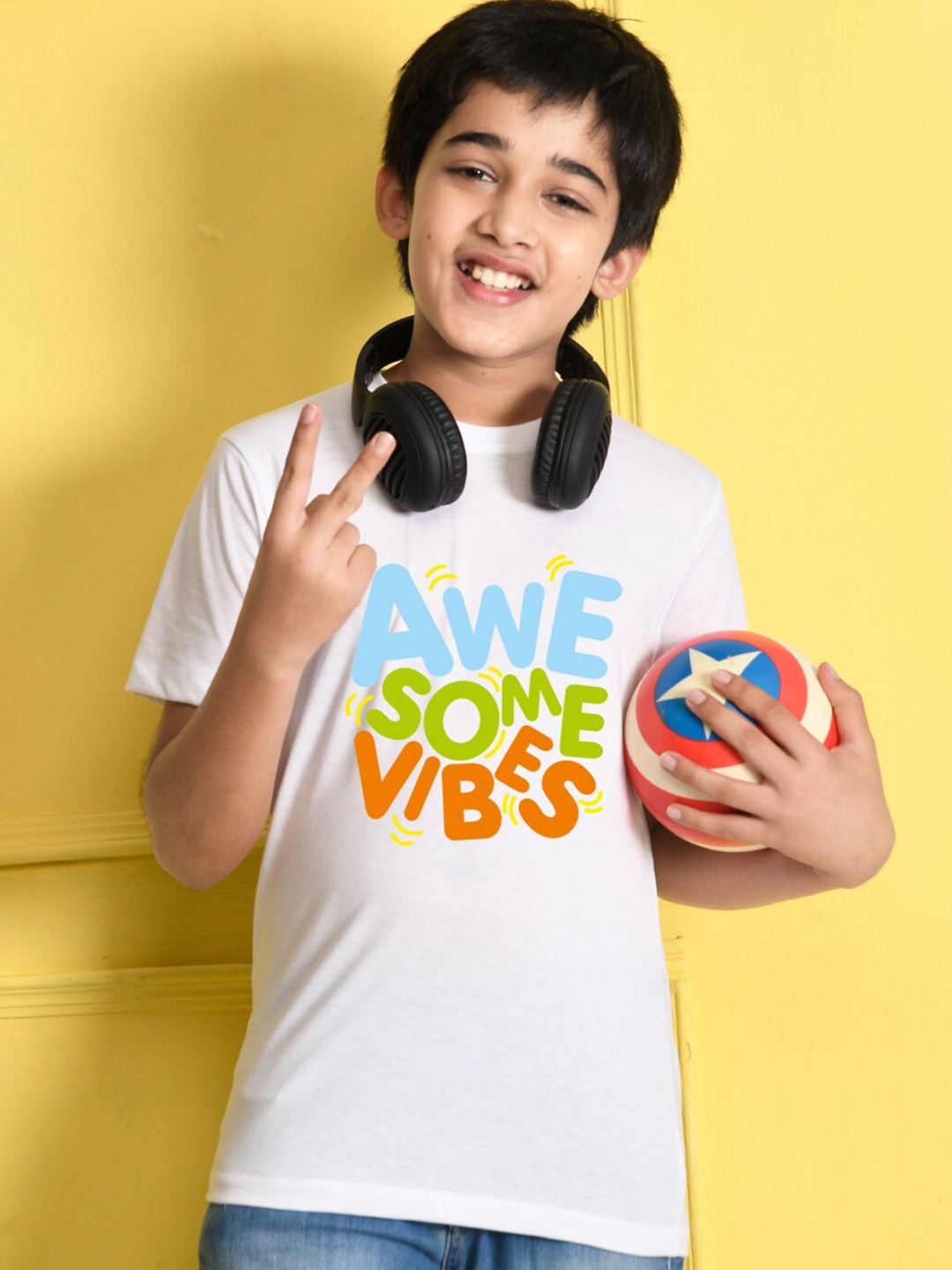 

NUSYL Boys White Typography Printed T-shirt