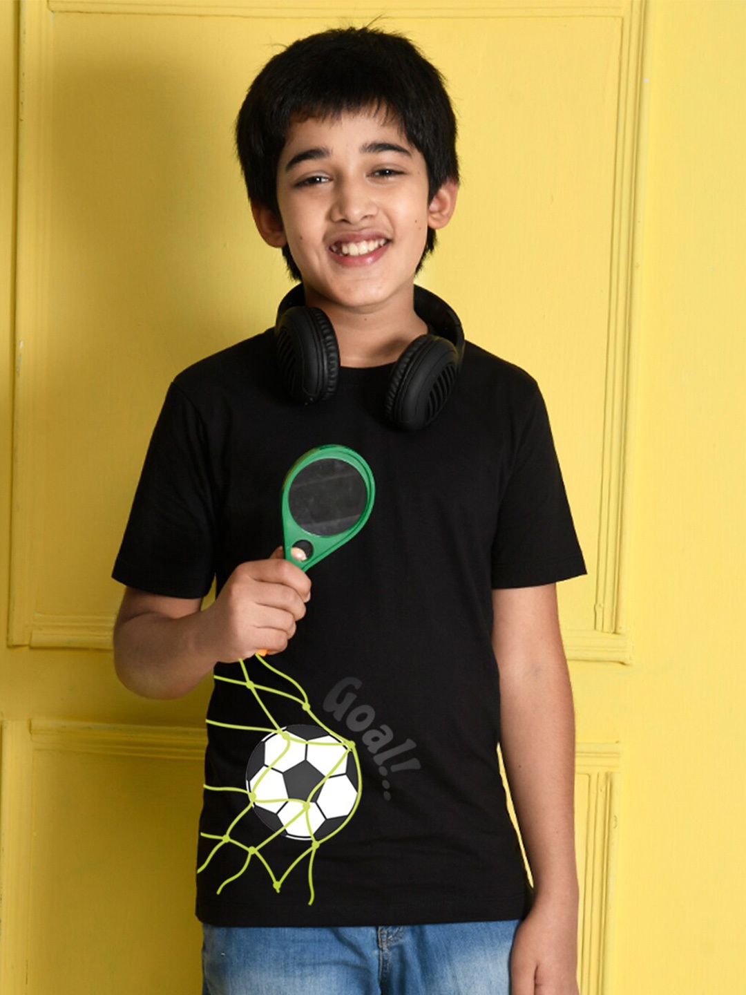

NUSYL Boys Black Typography T-shirt