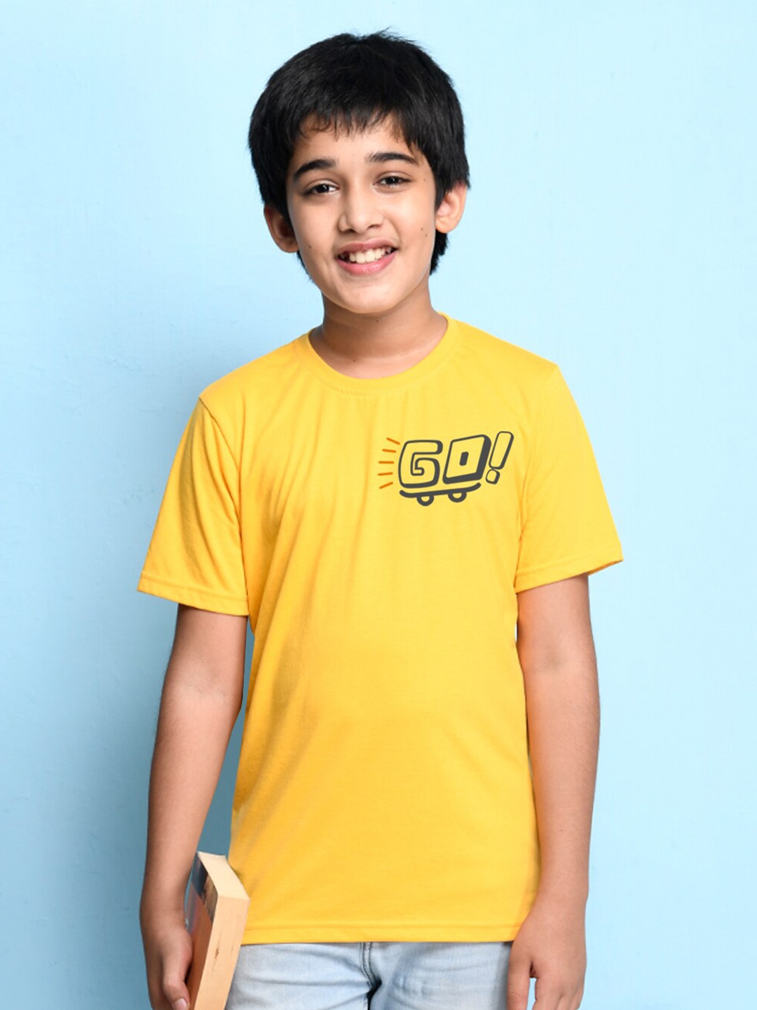 

NUSYL Boys Solid Yellow T-shirt