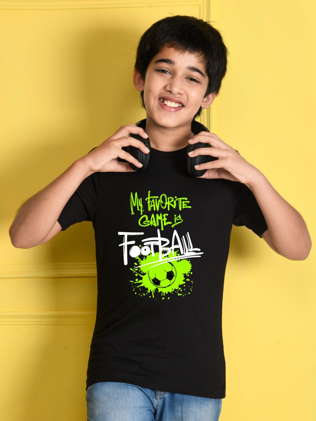 

NUSYL Boys Black Typography Printed T-shirt