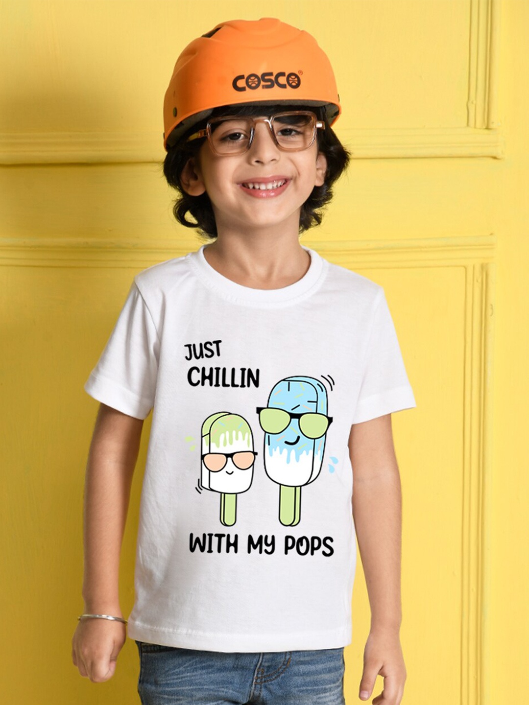 

NUSYL Boys White Typography Printed T-shirt