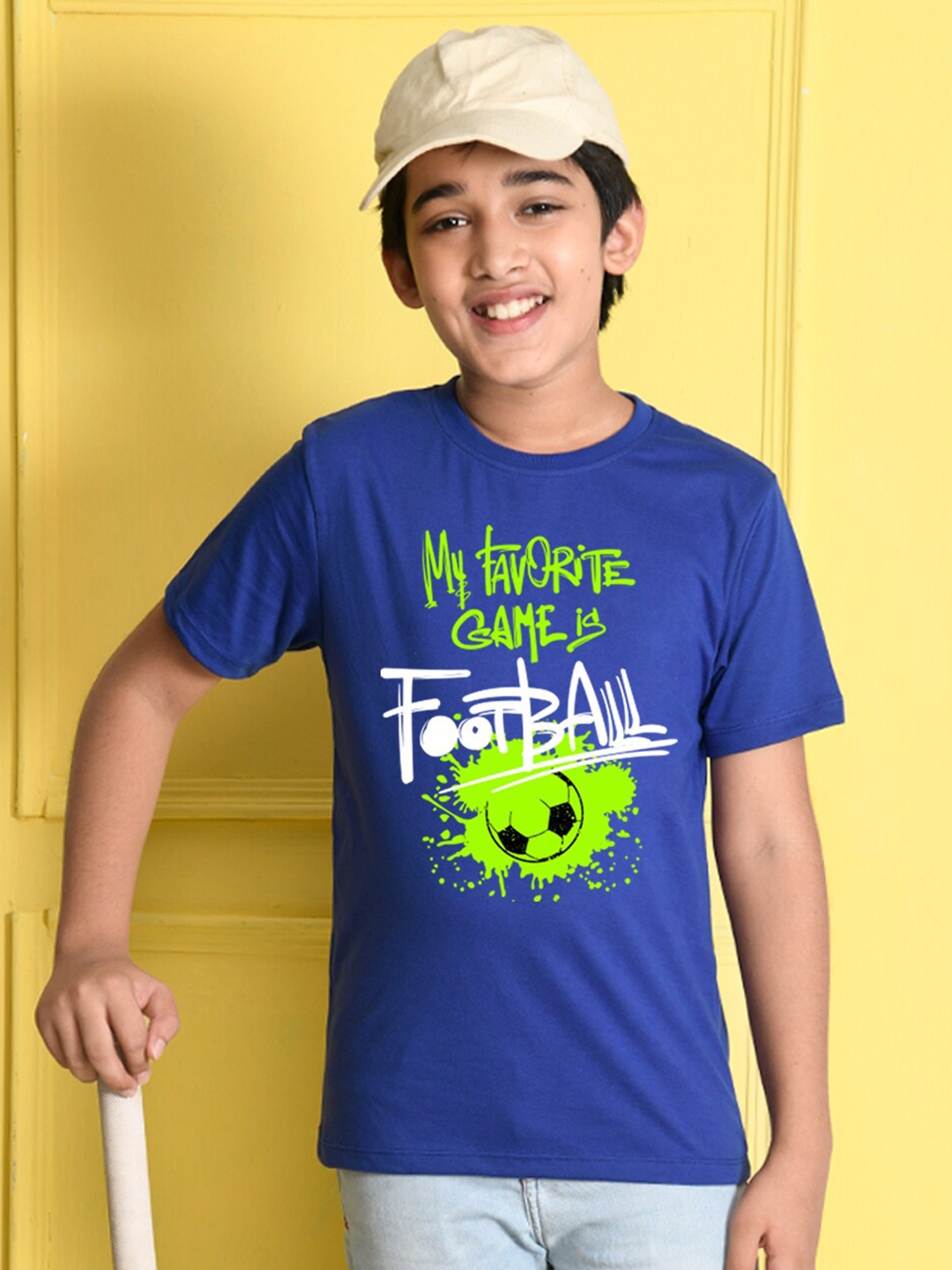 

NUSYL Boys Blue Typography Printed T-shirt