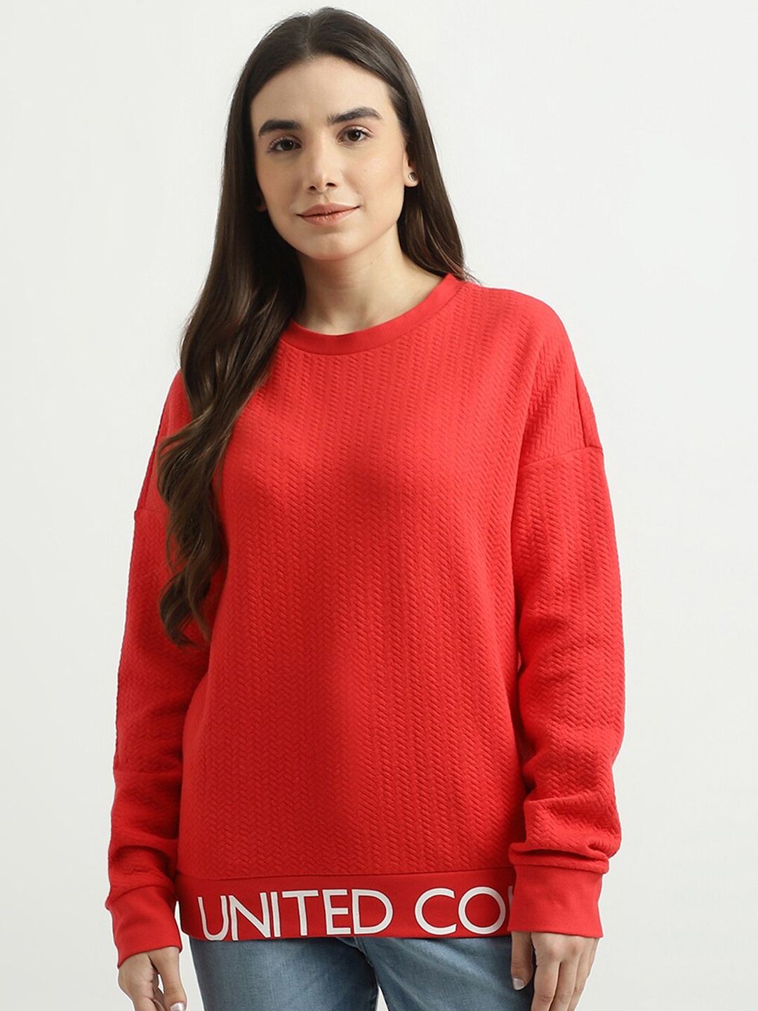 

United Colors of Benetton Women Red Long Sleeves Sweatshirt