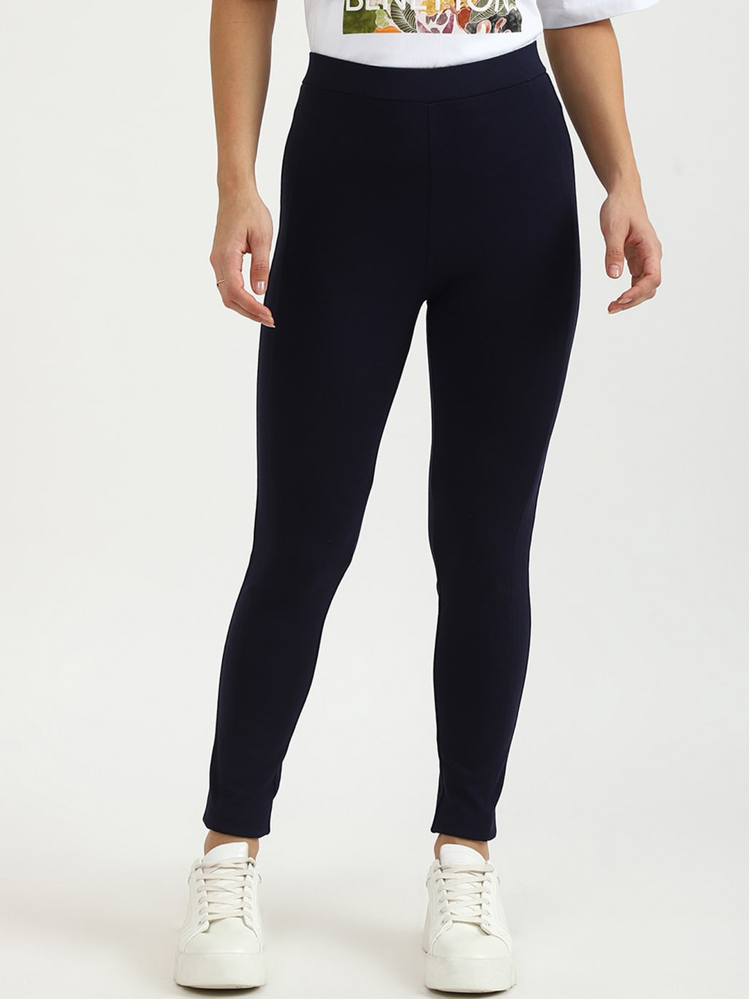 

United Colors of Benetton Women Navy Blue Solid Ankle-Length Leggings