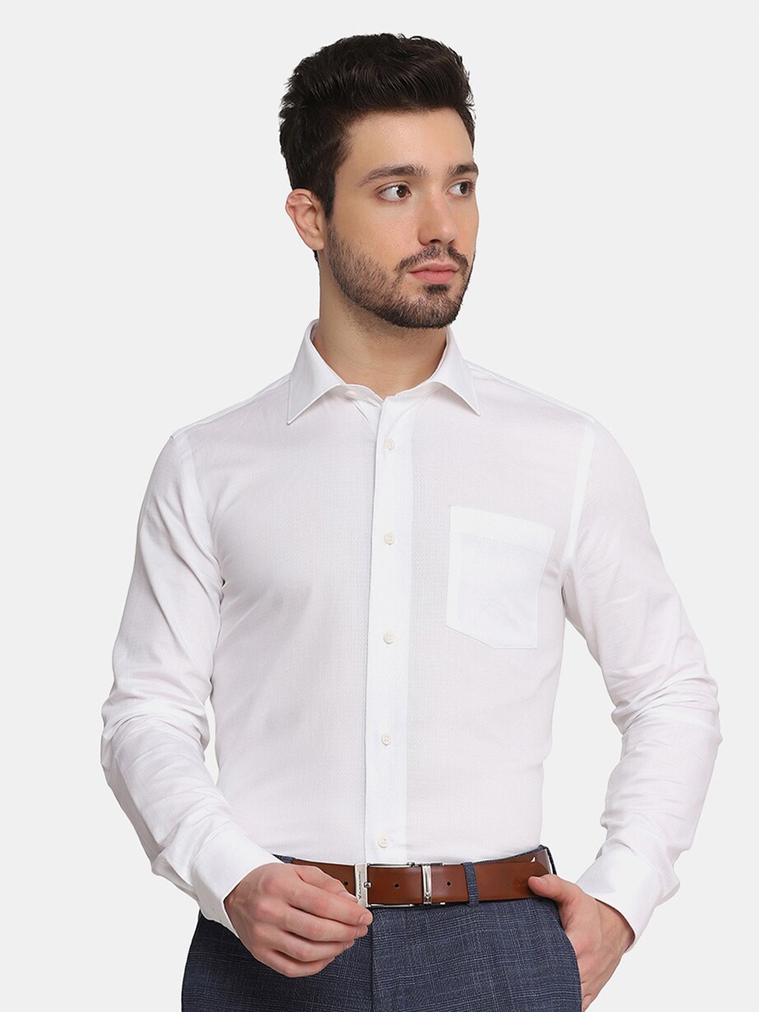 

Blackberrys Men White Slim Fit Formal Cotton Shirt