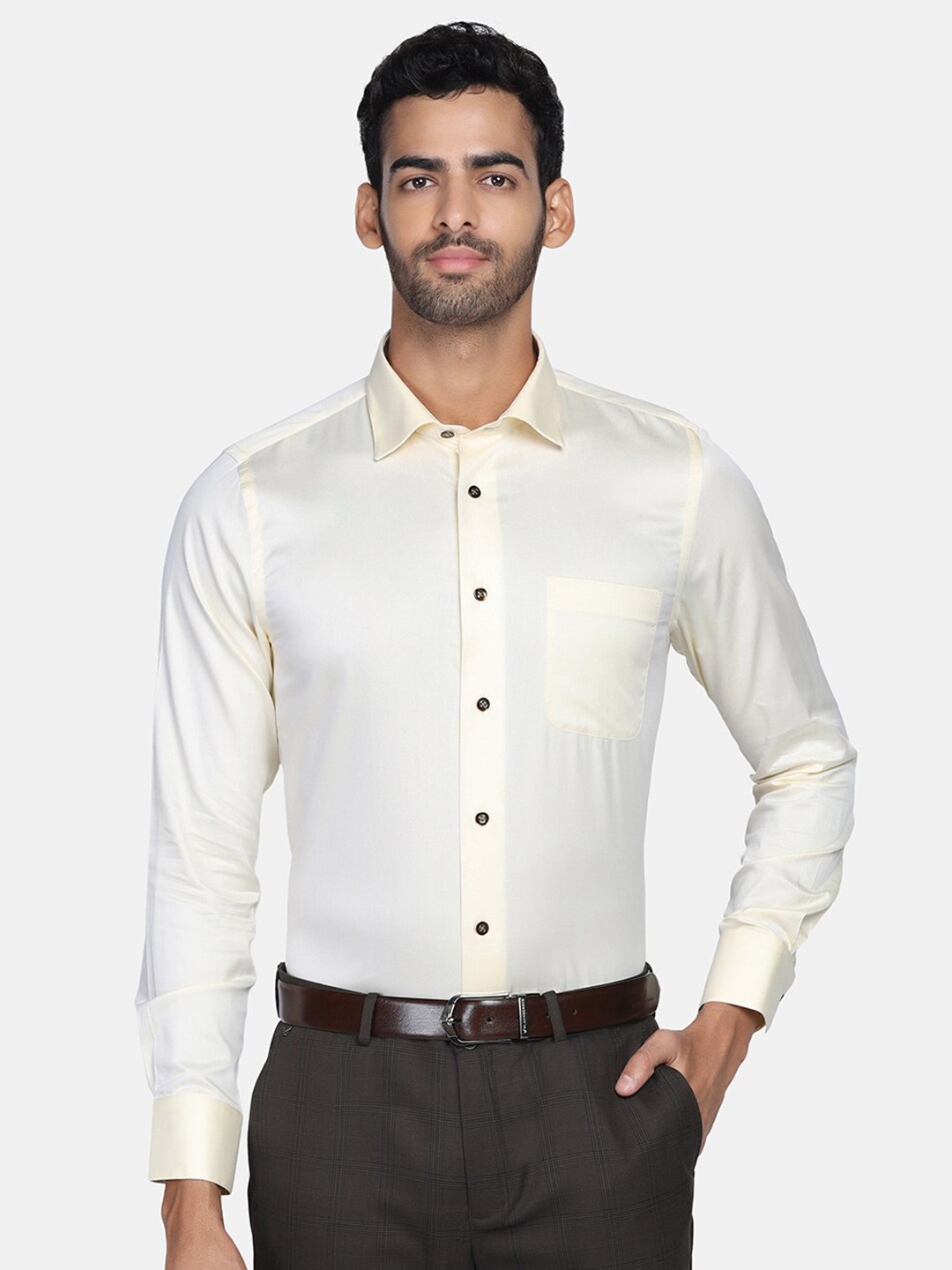 

Blackberrys Men Yellow Slim Fit Pure Cotton Formal Shirt