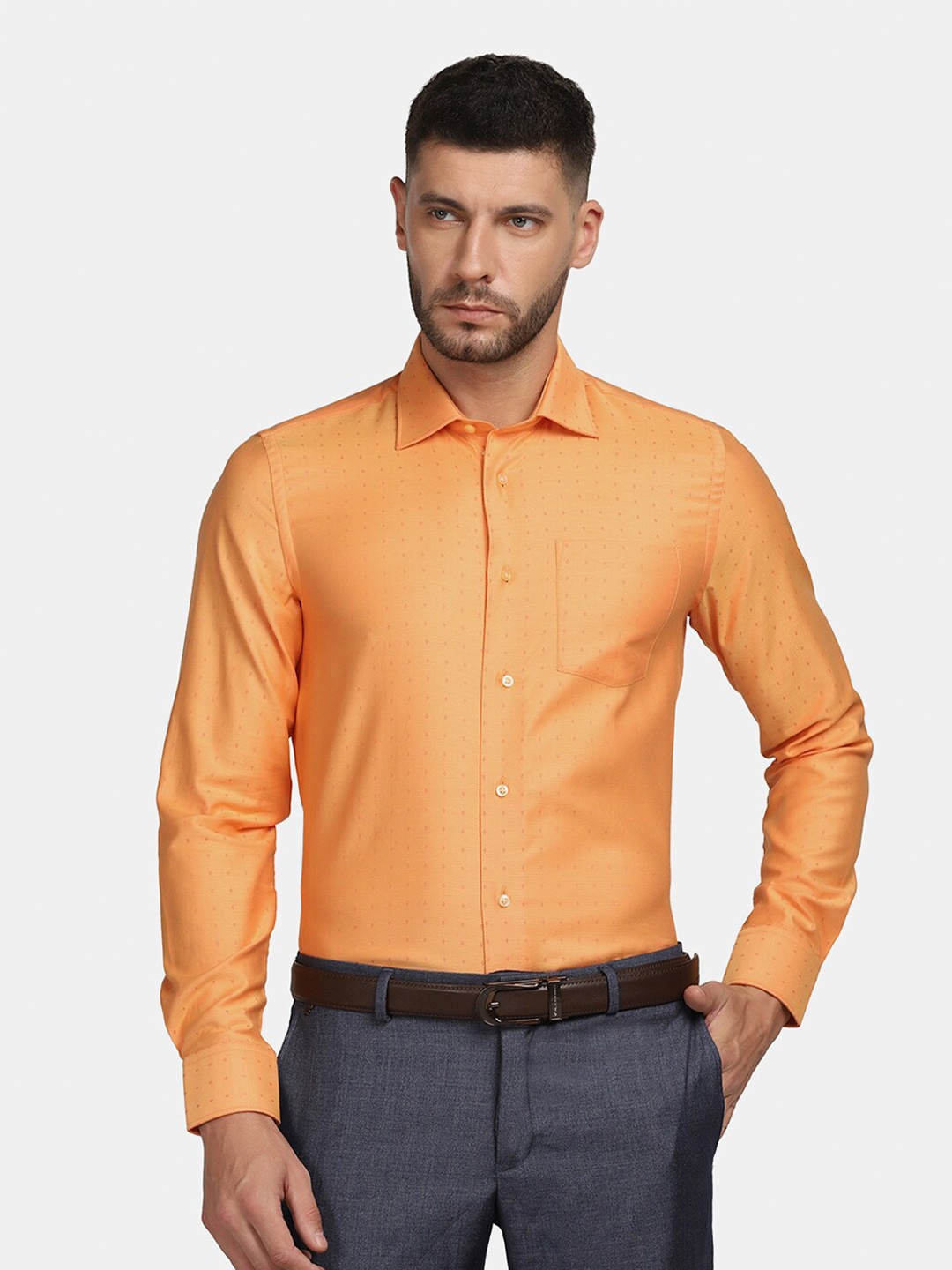 

Blackberrys Men Yellow Slim Fit Pure Cotton Formal Shirt