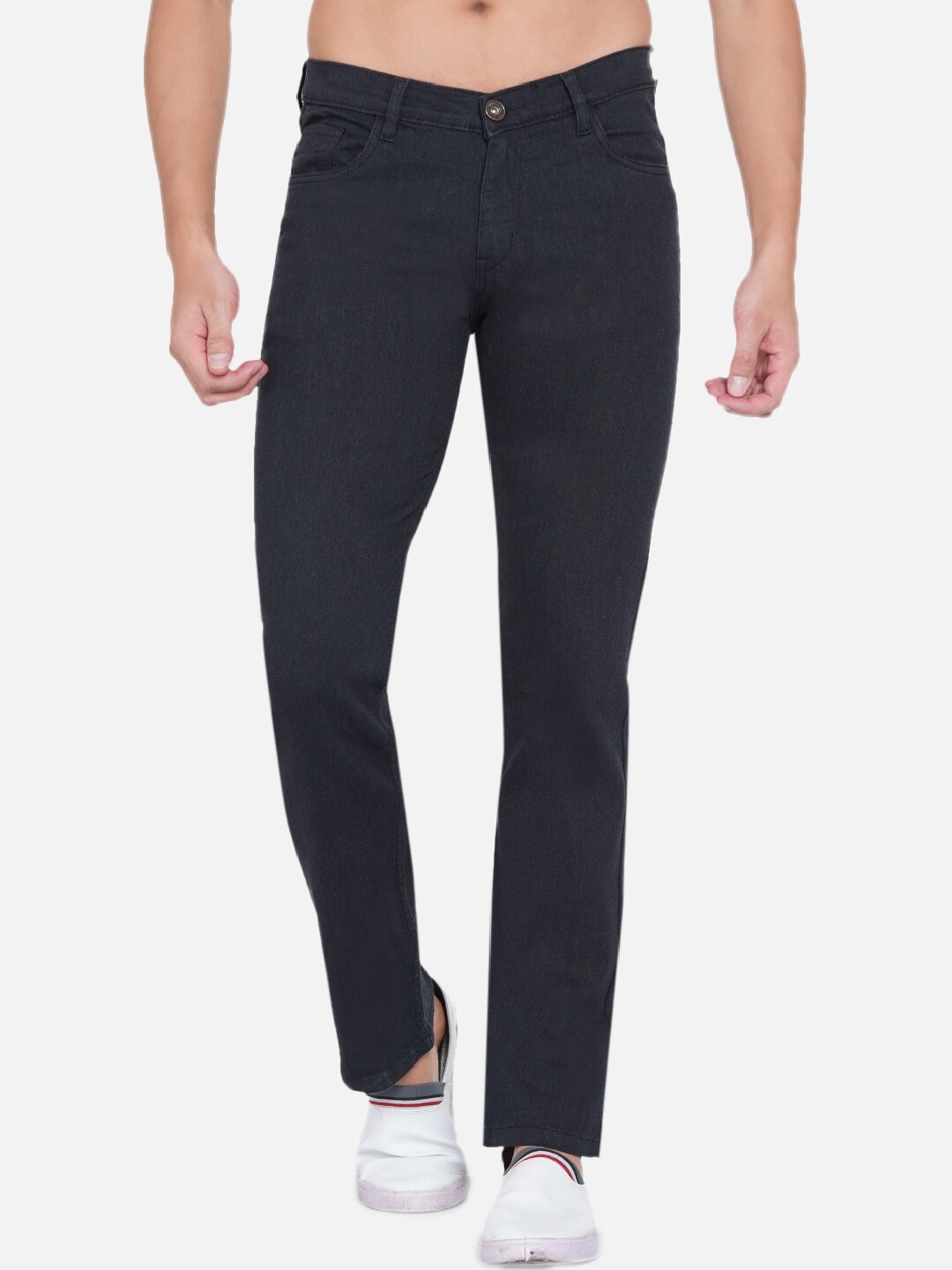 

Dais Men Black Solid Cotton Straight Fit Stretchable Jeans