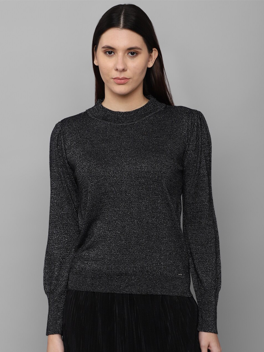 

Allen Solly Woman Women Grey Solid Pure Cotton Pullover