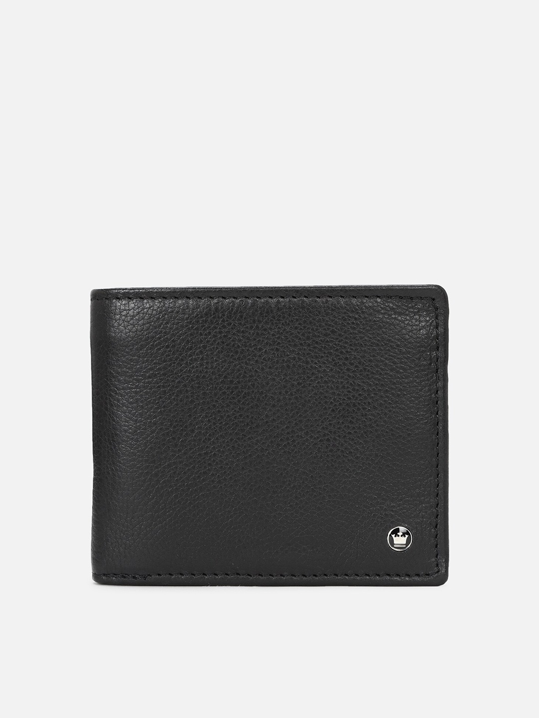 

Louis Philippe Men Black Textured Leather Two Fold Wallet