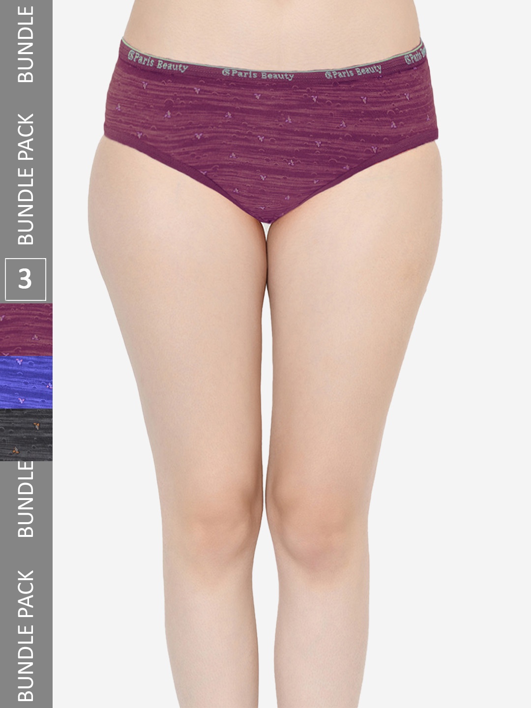 

GROVERSONS Paris Beauty Women Pack Of 3 Assorted Cotton Hipster Briefs BO-3250