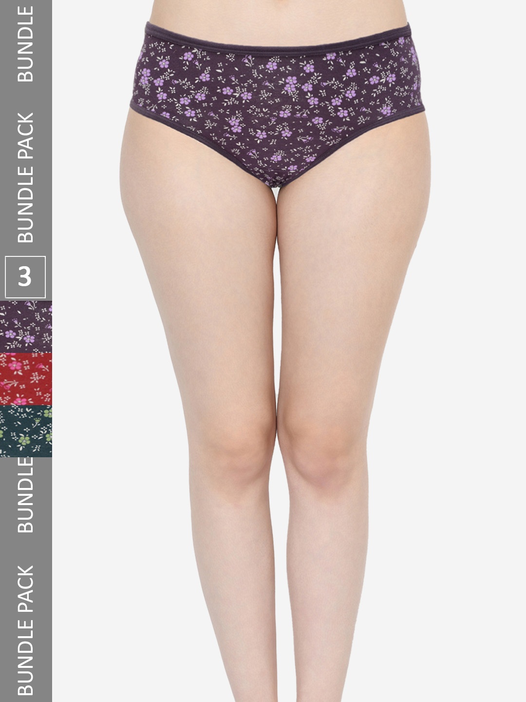 

GROVERSONS Paris Beauty Women Pack of 3 Assorted Cotton Hipster Briefs