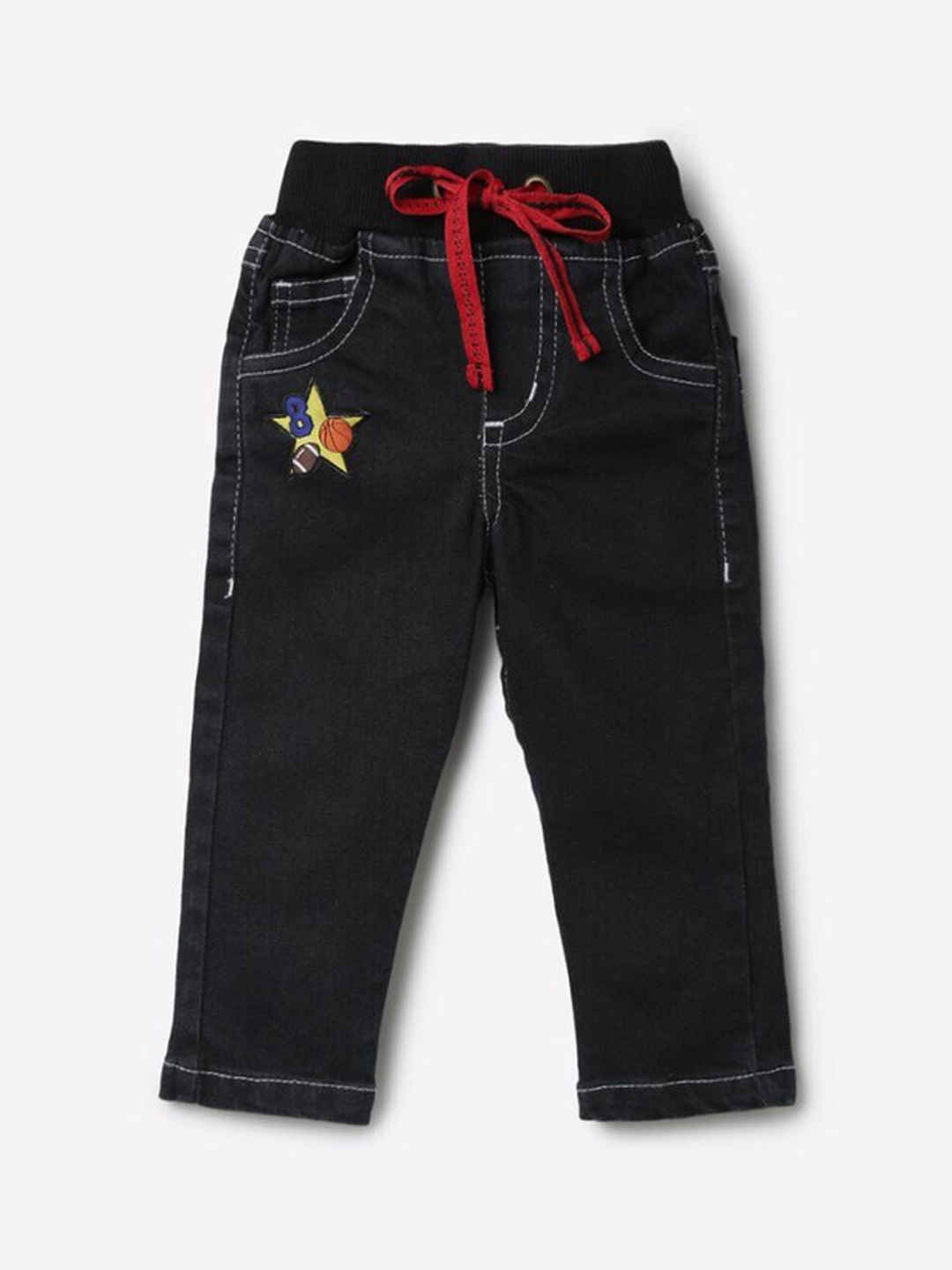 

612League Kids Boys Black Classic Mid Rise Slim Fit Cotton Trousers