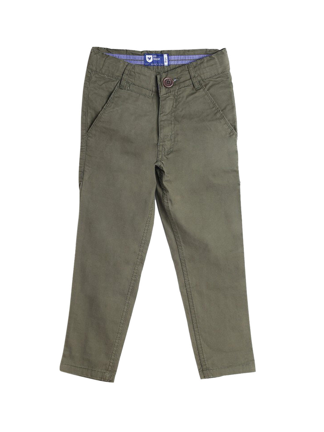 

612League Boys Olive Green Classic Slim Fit Trousers