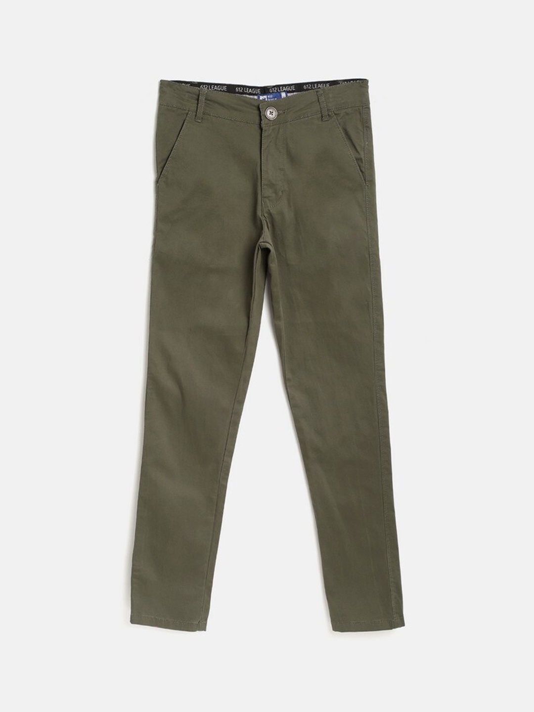 

612League Boys Green Classic Slim Fit Chinos Trouser