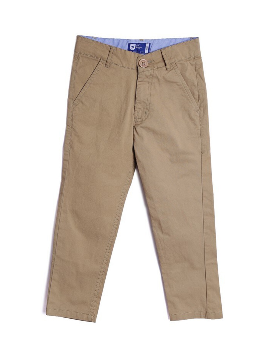 

612League Boys Brown Classic Slim Fit Chinos Trousers