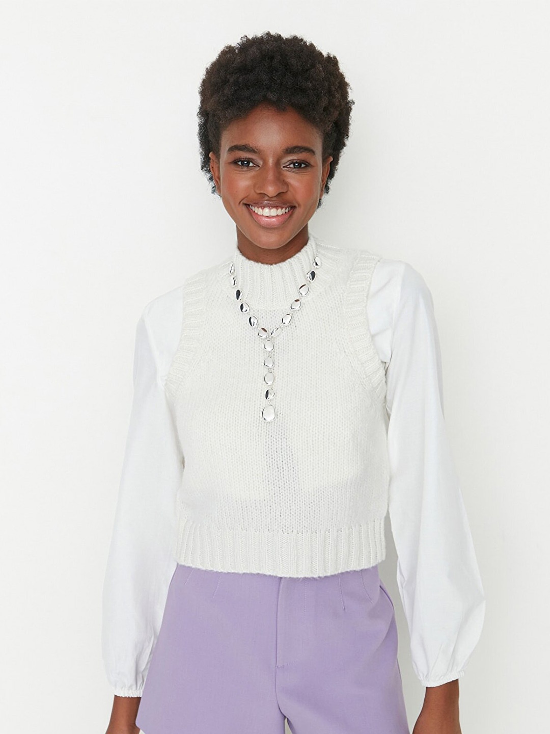 

Trendyol Women Off White Sweater Vest