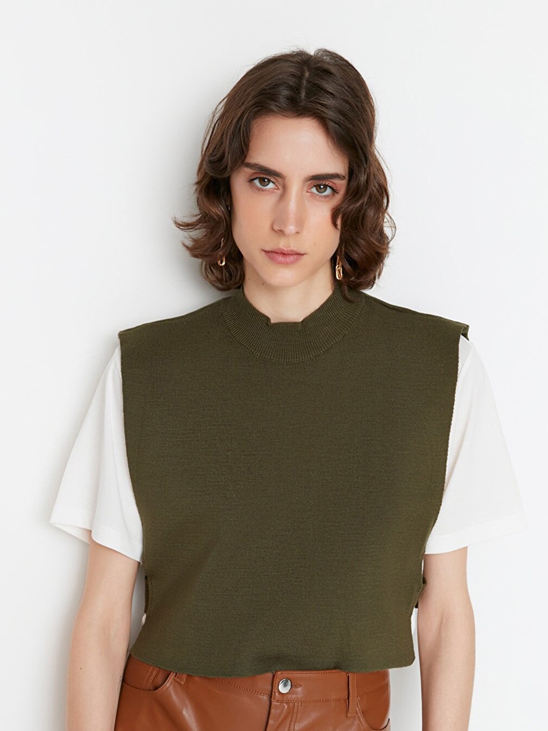 

Trendyol Women Khaki Sweater Vest