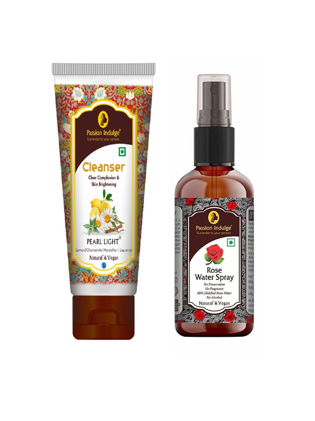 

Passion Indulge Off White Pearl Light Cleanser With Rose Water Spray,100 ml