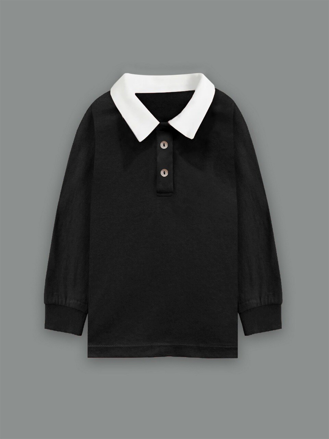 

A T U N Boys Black Polo Collar Cotton T-shirt