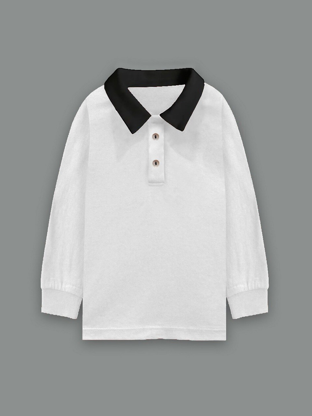 

A T U N Boys White & Black Polo Collar Rugby Pure Cotton T-shirt