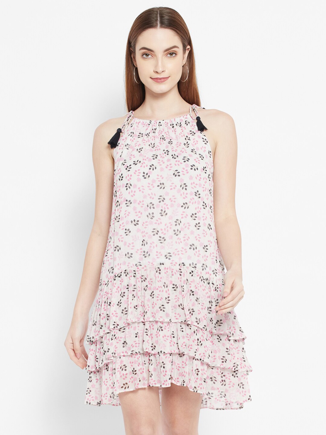 

VALBONE Pink Floral Printed A-Line Dress