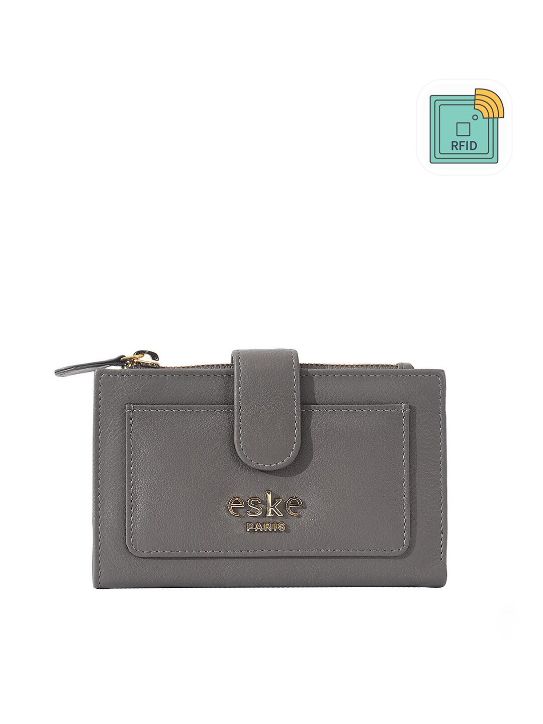 

Eske Women Grey Leather Two Fold Wallet