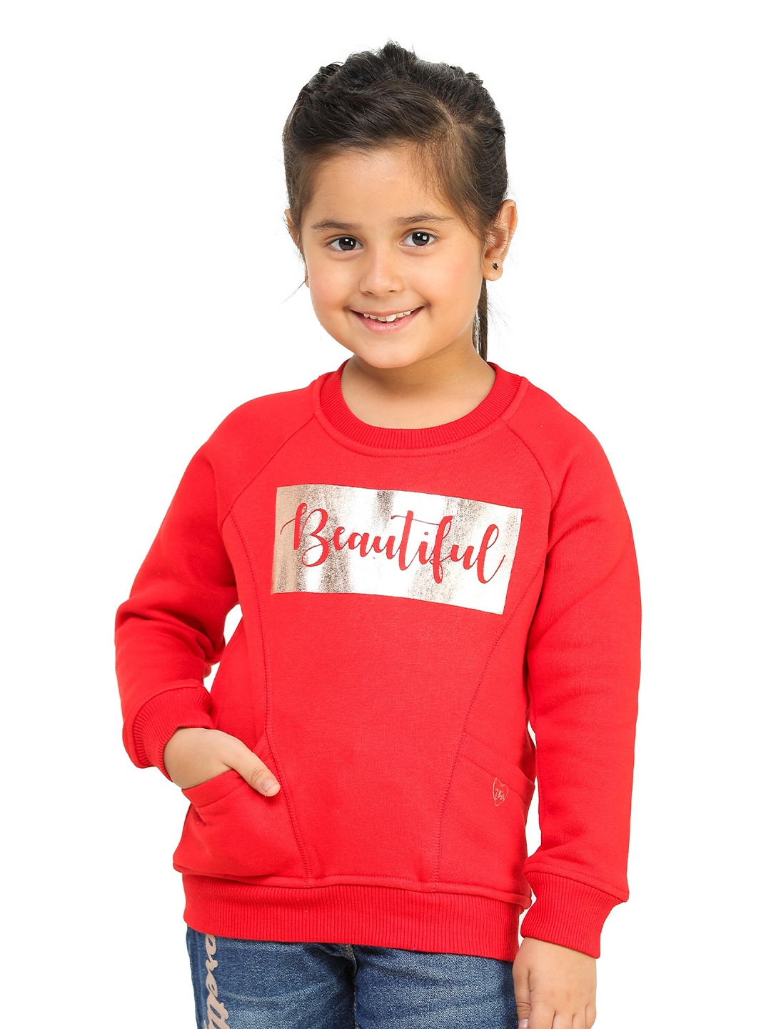 

toothless Girls Red Printed Sweatshirt