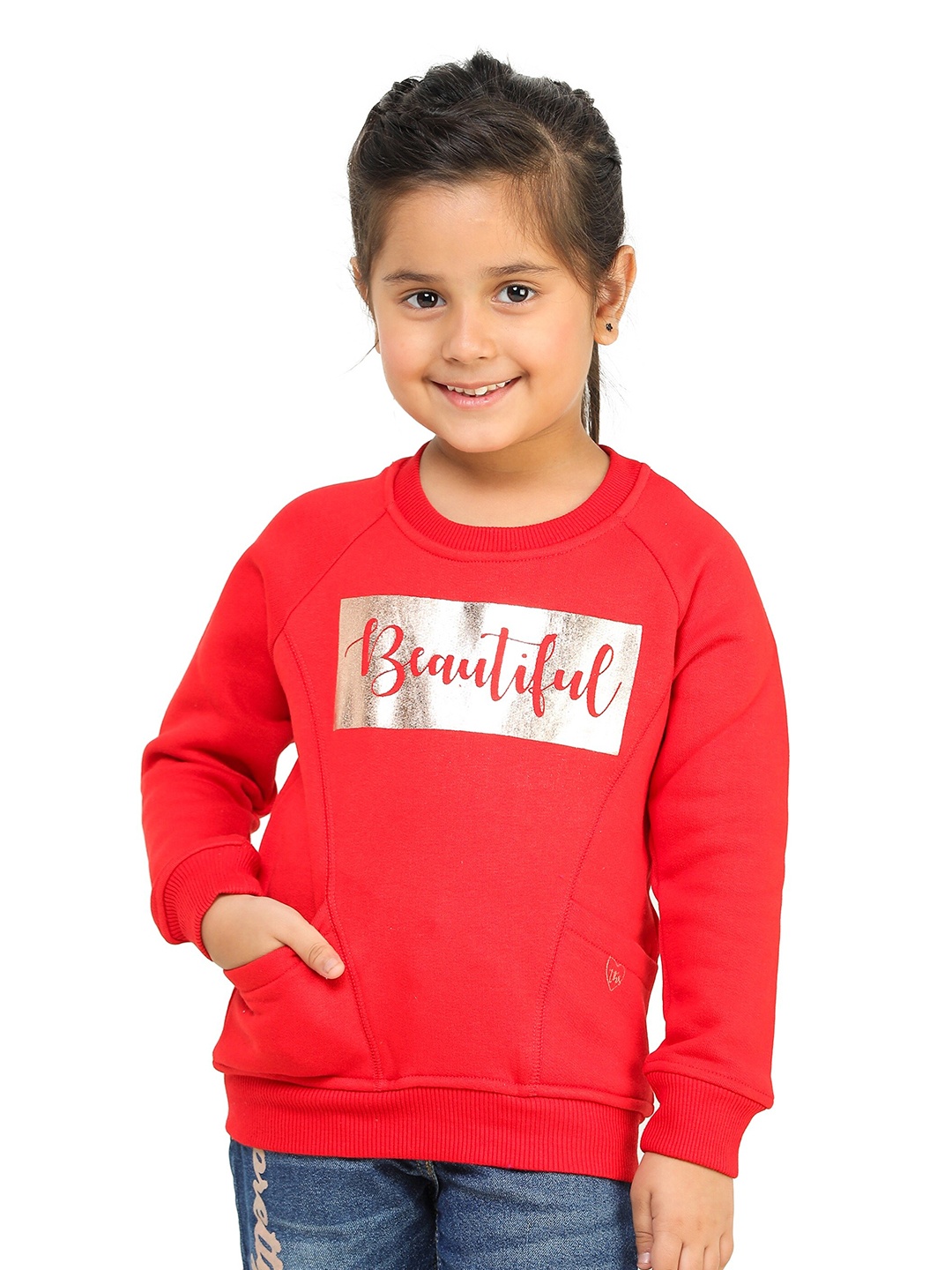

toothless Girls Red Printed Sweatshirt