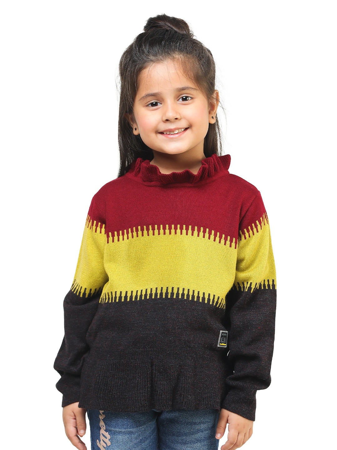 

toothless Girls Maroon Black Pullover Sweater