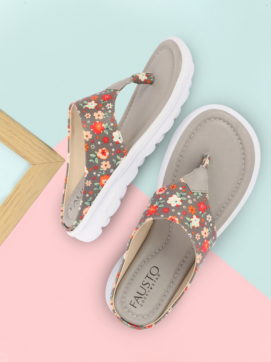 

FAUSTO Women Grey Open Toe Flats