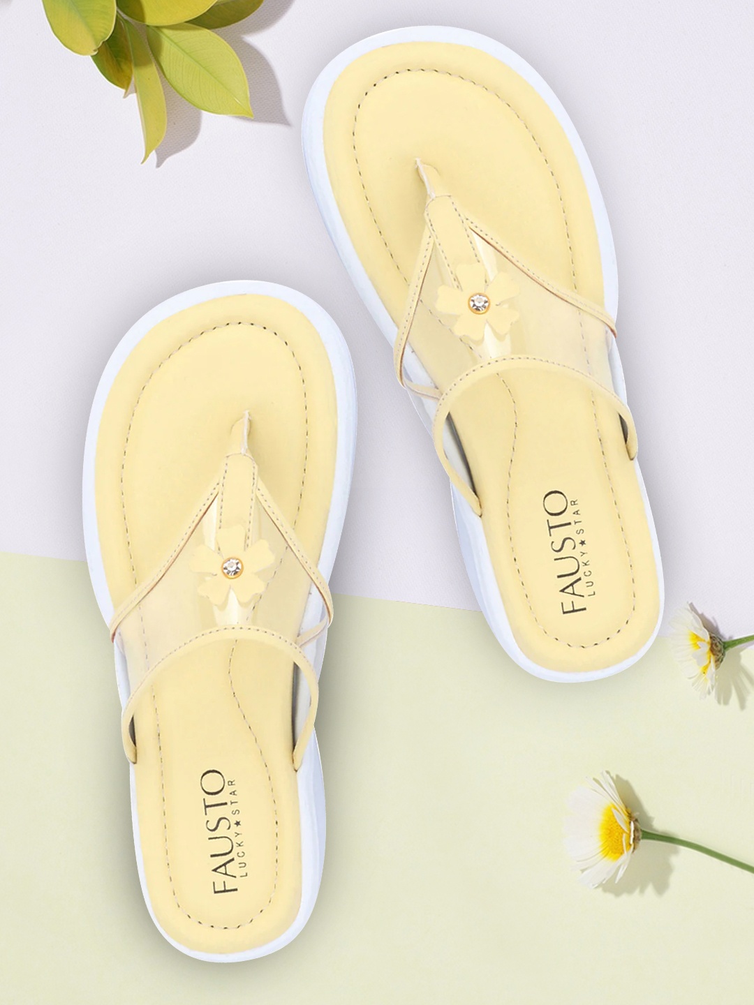 

FAUSTO Women Yellow Open Toe Flats