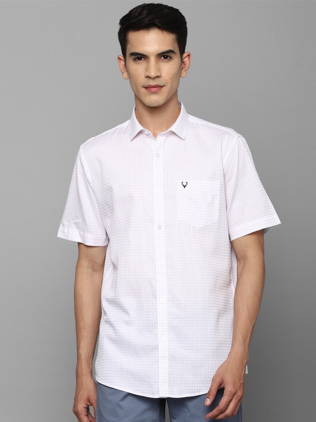 

Allen Solly Men White Slim Fit Grid Tattersall Checks Checked Cotton Casual Shirt