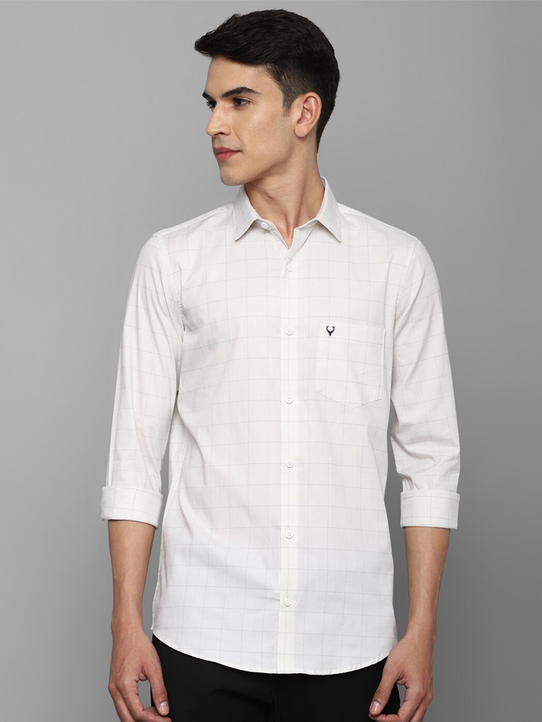 

Allen Solly Men White Slim Fit Grid Tattersall Checked Formal Shirt