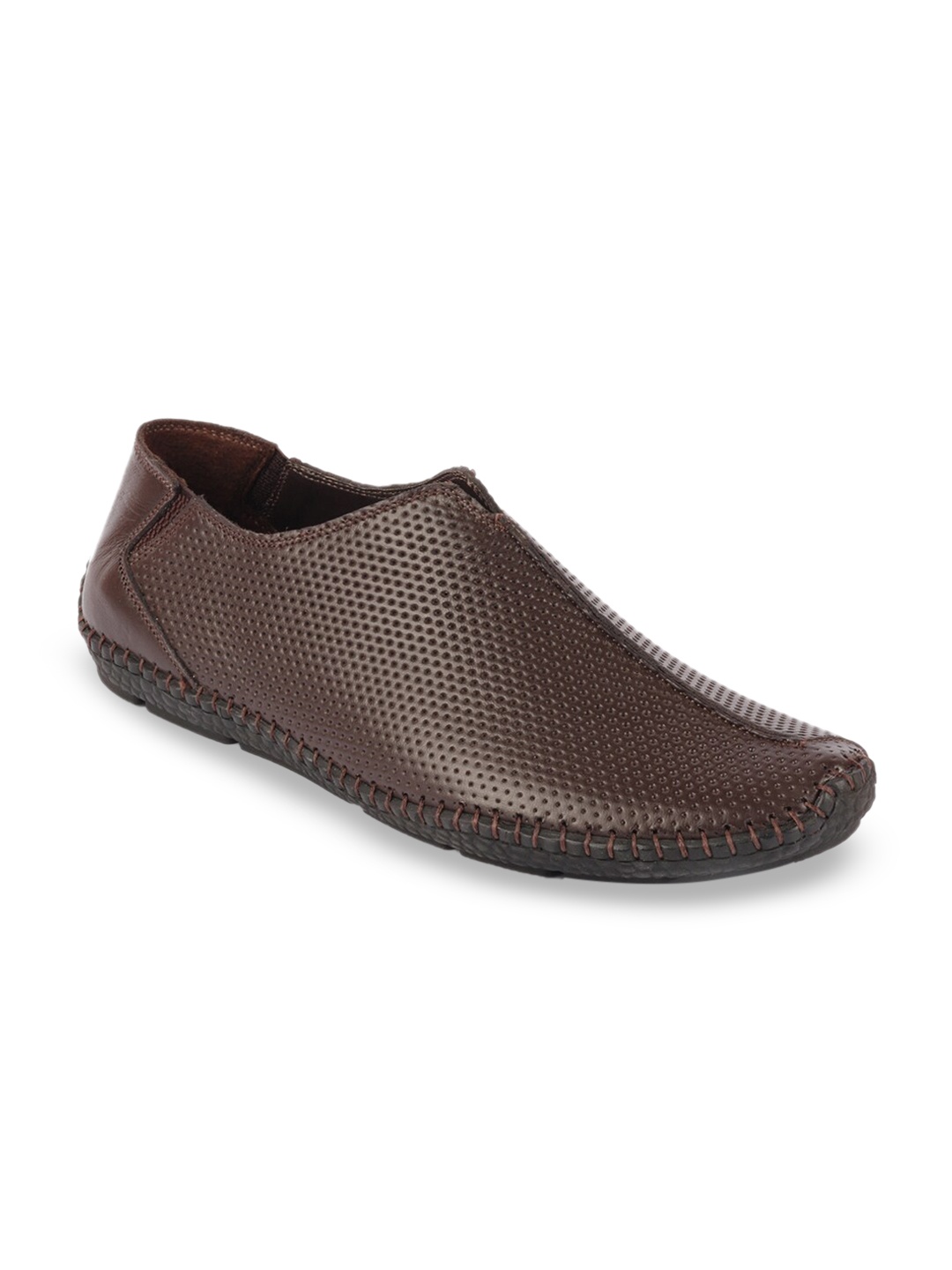 

FAUSTO Men Brown Perforations Leather Lightweight Espadrilles