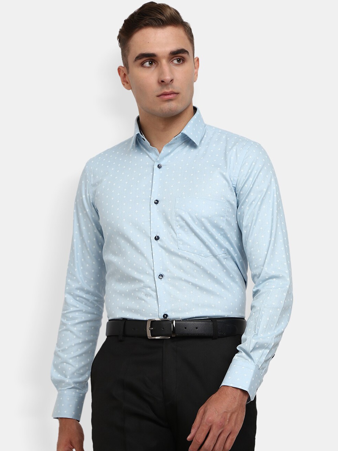 

J White by Vmart Men Sea Green Printed Cotton Formal Shirt
