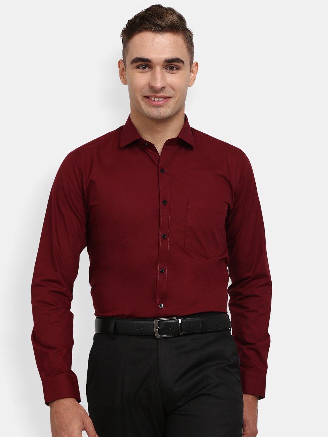 

J White by Vmart Men Maroon Formal Cotton Shirt