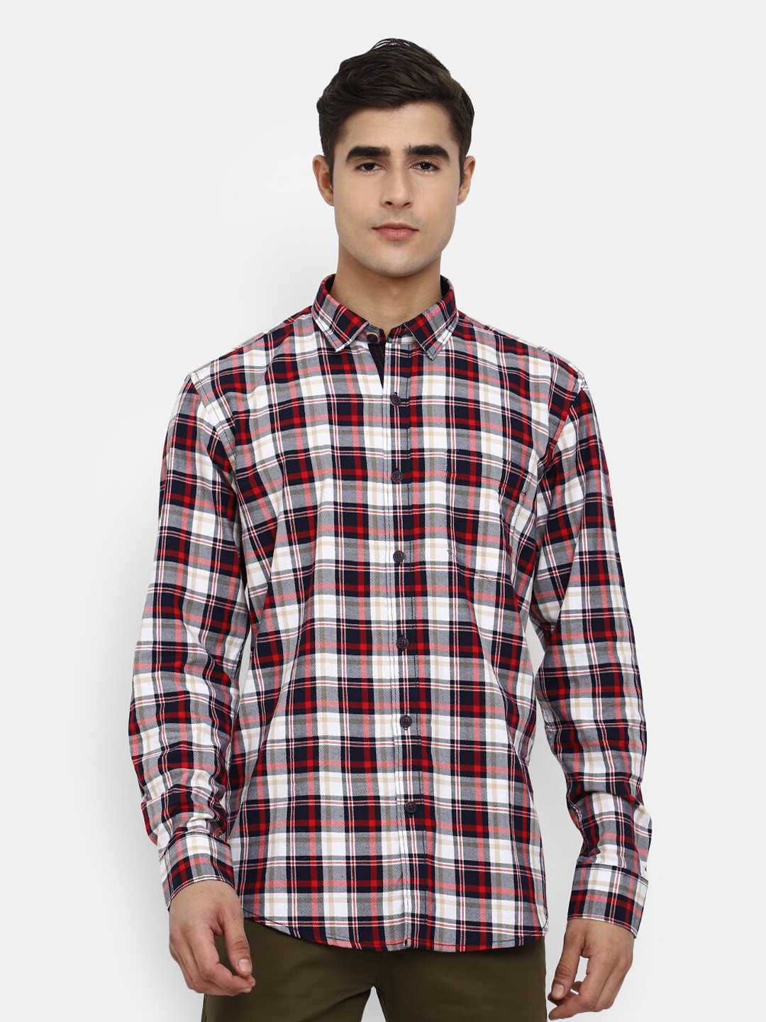 

V-Mart Men Red Tartan Checked Cotton Casual Shirt