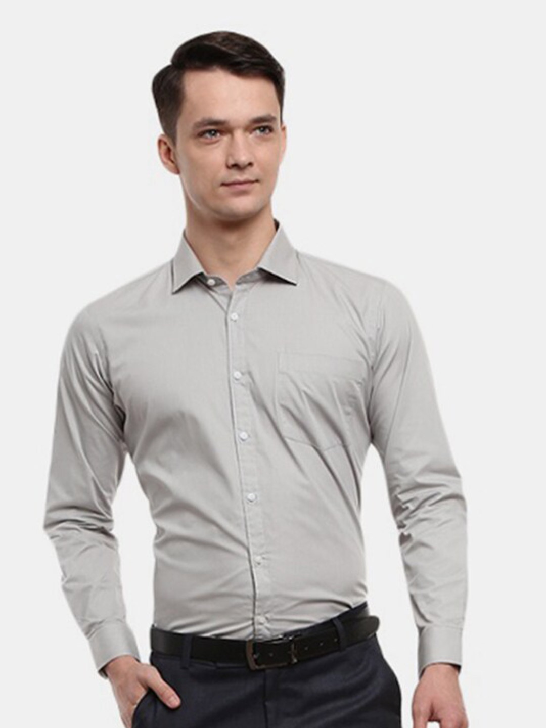 

J White by Vmart Men Grey Pure Cotton Formal Shirt