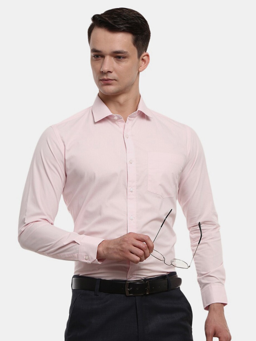 

J White by Vmart Men Pink Regular Fit Solid Cotton Formal Shirt