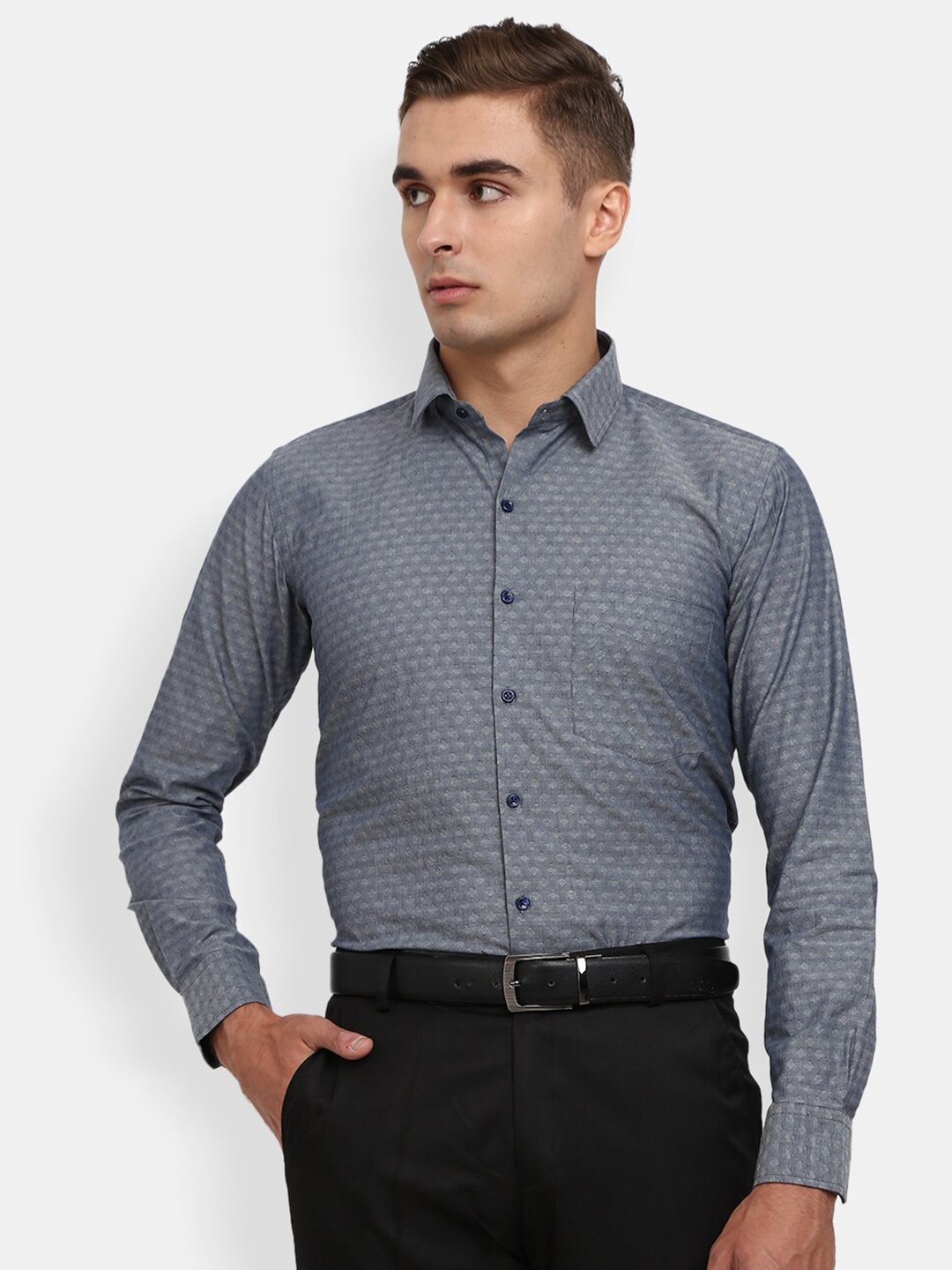 

J White by Vmart Men Blue Cotton Formal Shirt